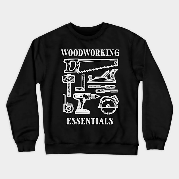 Woodworking Essentials - Carpenter's Basic Tools Crewneck Sweatshirt by Malinda